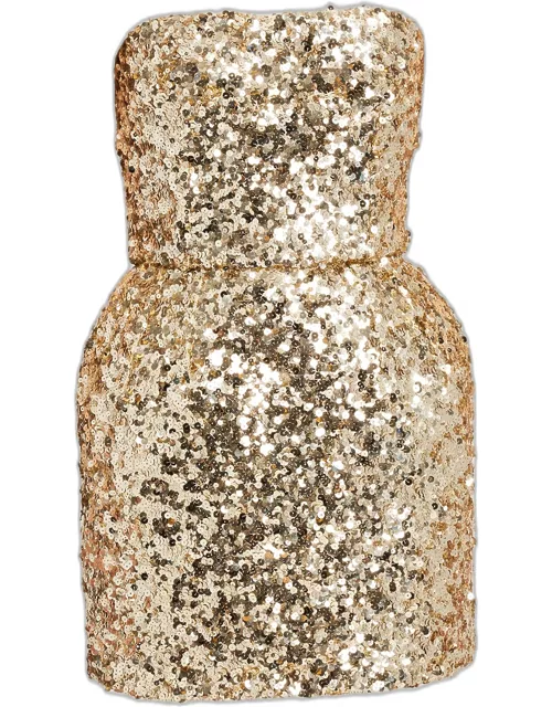 Sequined Strapless Structured Mini Dres
