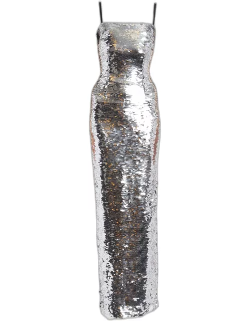 Long Sequined Column Dres