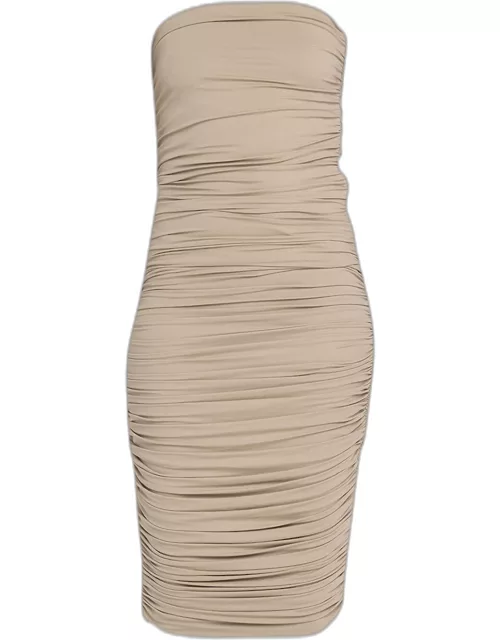 Ruched Strapless Midi Dres