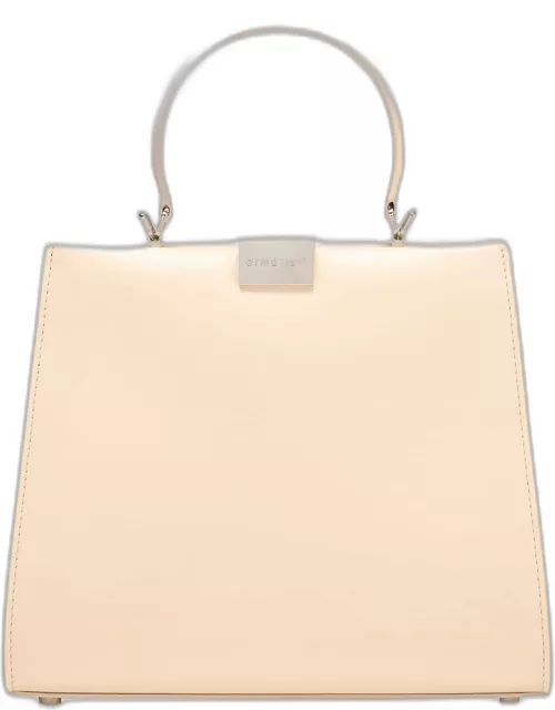 Anna Small Top-Handle Leather Bag, Beige