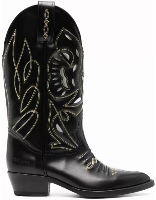 Black Texan boots with embroidery
