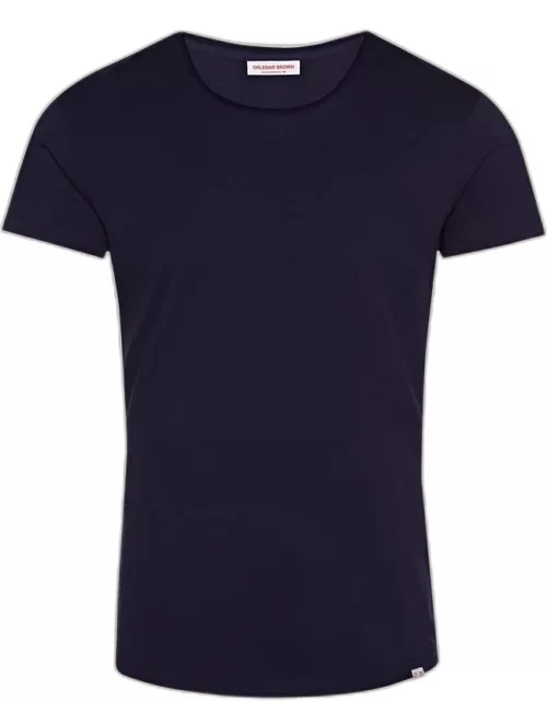 Ob-T Mercerised - Navy Tailored Fit Crew Neck Cotton T-Shirt