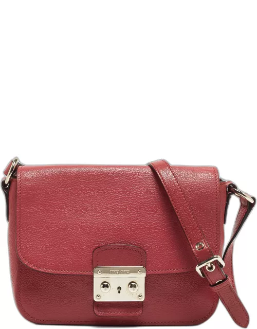 Miu Miu Pink Madras Leather Pushlock Flap Crossbody Bag