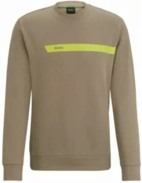 Cotton-blend sweatshirt with graphic logo stripe- Light Green Men's Tracksuit