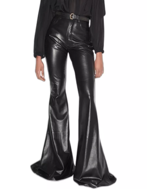 High-Rise Flared Leather Pant
