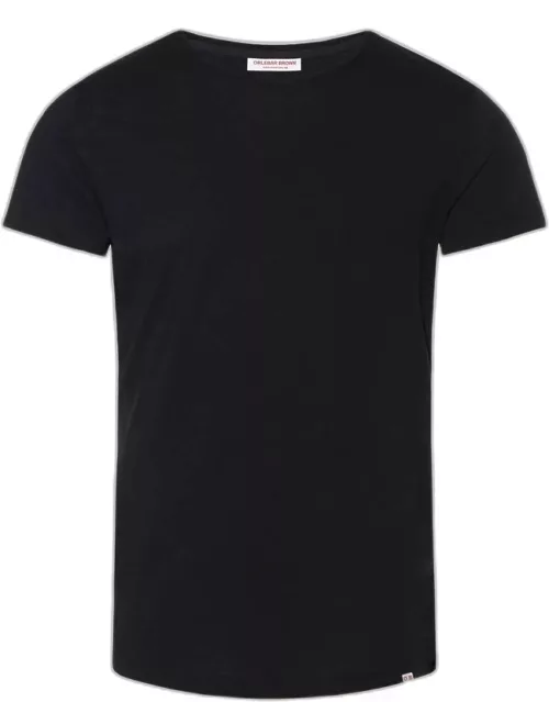 Ob-T - Black Tailored Fit Crew Neck T-Shirt