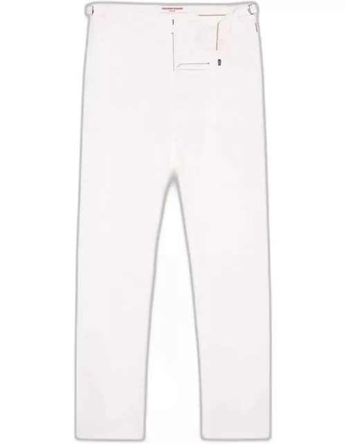 Griffon Linen - White Tailored Fit Washed Linen Trouser