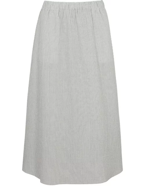 Eileen Fisher Striped Cotton Midi Skirt - White And Black