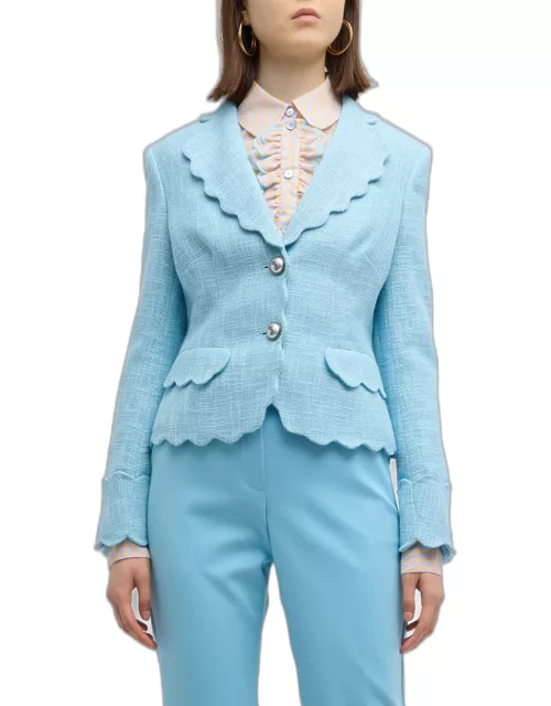 Scalloped Cotton-Blend Two-Button Tweed Jacket