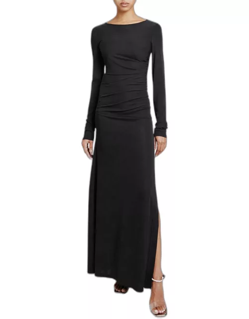 Abby Ruched A-Line Jersey Maxi Dres