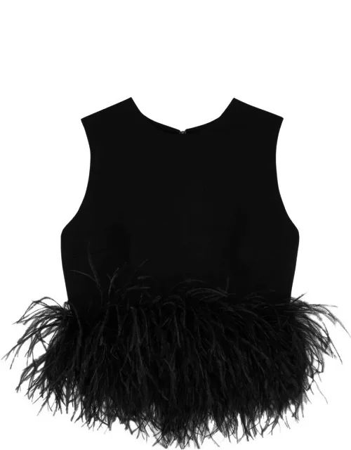 16 Arlington Hoku Feather-trimmed top - Black
