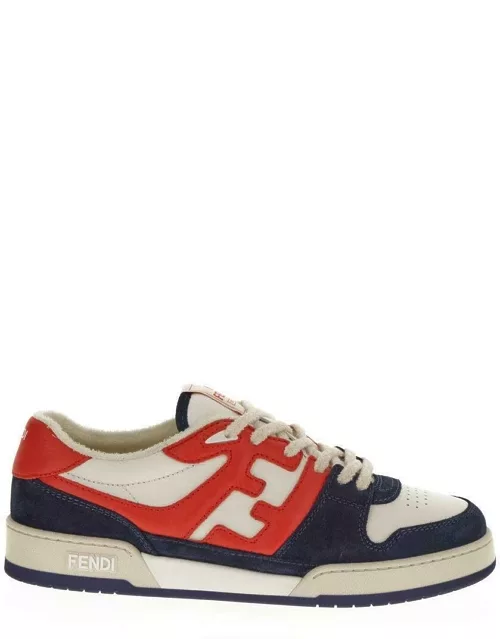 Fendi Low Top Red And Blue Suede Sneaker