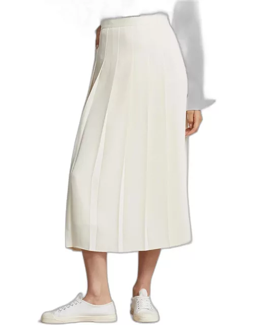 Satin Pleated A-Line Midi Skirt