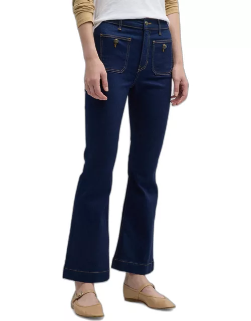 Carson High Rise Ankle Flare Jeans with Patch Pocket