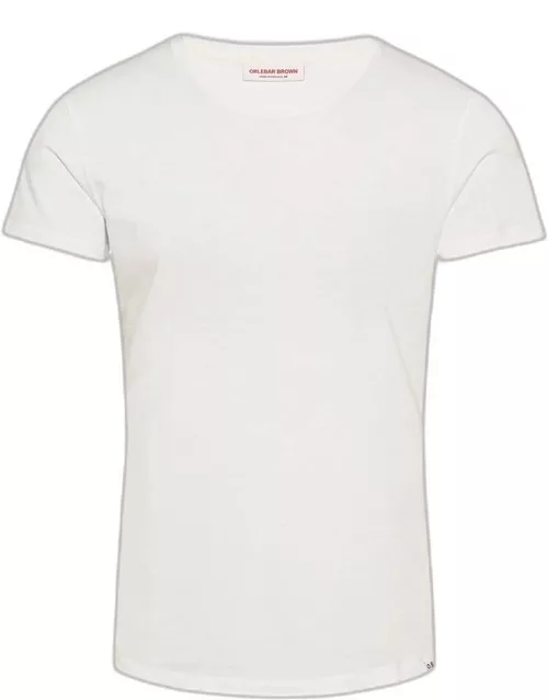 Ob-T Mercerised - White Tailored Fit Crew Neck Cotton T-Shirt