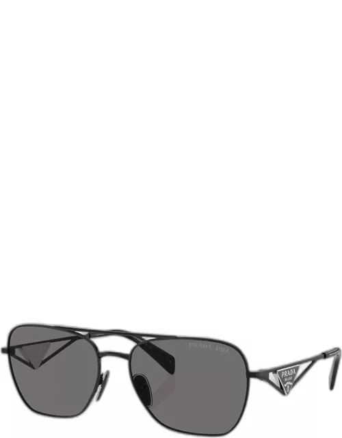 Logo Black Steel Aviator Sunglasse