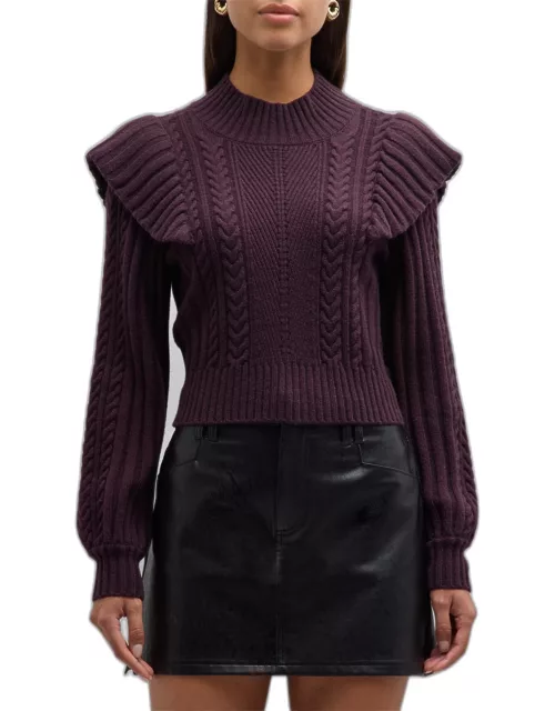 Kate Cable-Knit Ruffle Sweater
