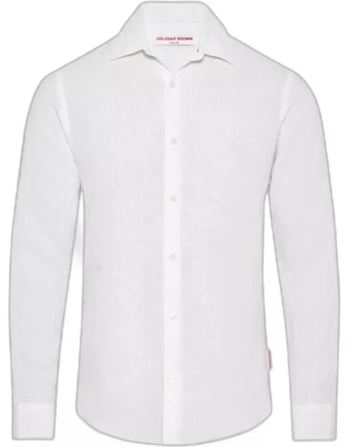 Giles Linen - White Tailored-Fit Shirt