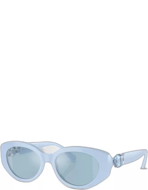 Monochrome Crystal-Embellished Acetate Oval Sunglasse
