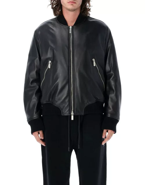 Off-White Zip Over Leather Bomber Jacket