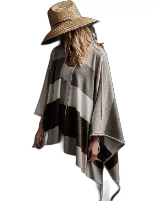 Recycled Cashmere Multi Striped Poncho