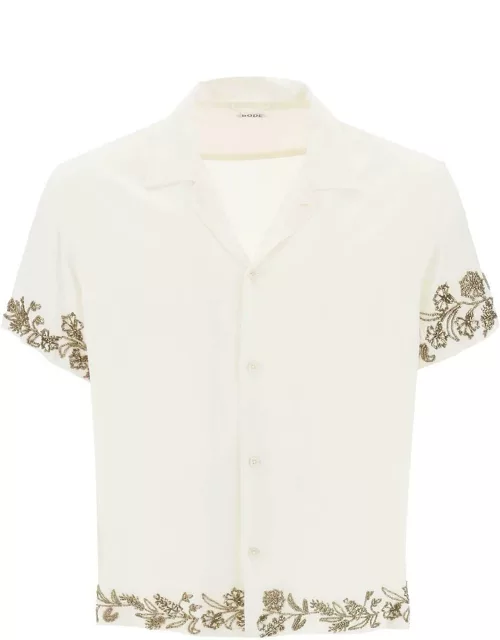BODE Silk shirt with floral beadwork