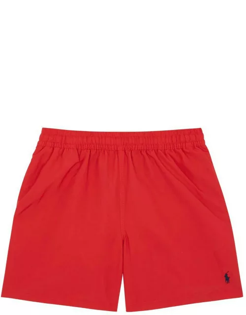 Polo Ralph Lauren Hawaiian Red Swim Shorts, Shorts, Embroidered