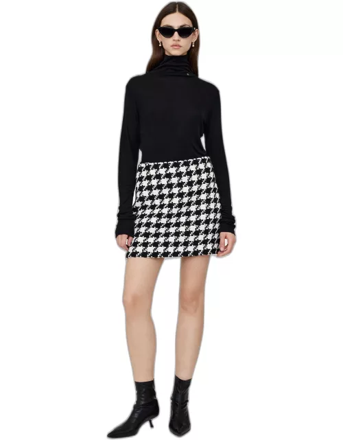 ANINE BING Ada Skirt in Black And White Houndstooth