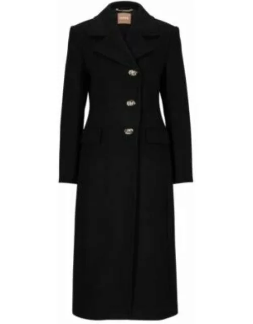 Slim-fit coat with turn-lock buttons- Black Women's Formal Coat