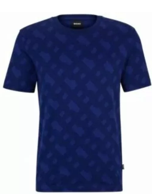 Mercerized-cotton regular-fit T-shirt with monogram jacquard- Dark Purple Men's T-Shirt