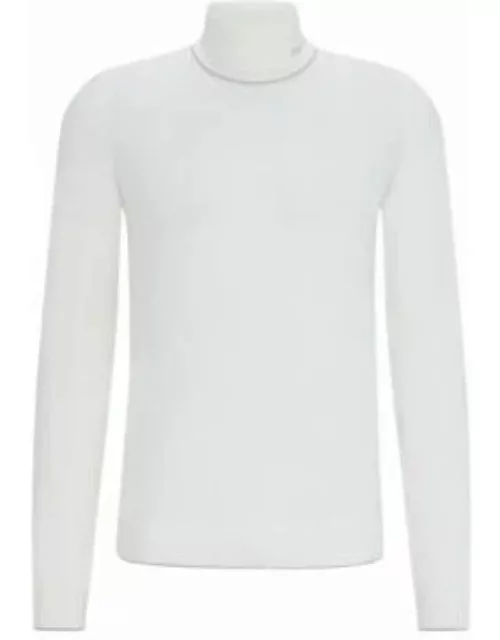 Turtleneck sweater in extra-fine merino wool- White Men's Sweater