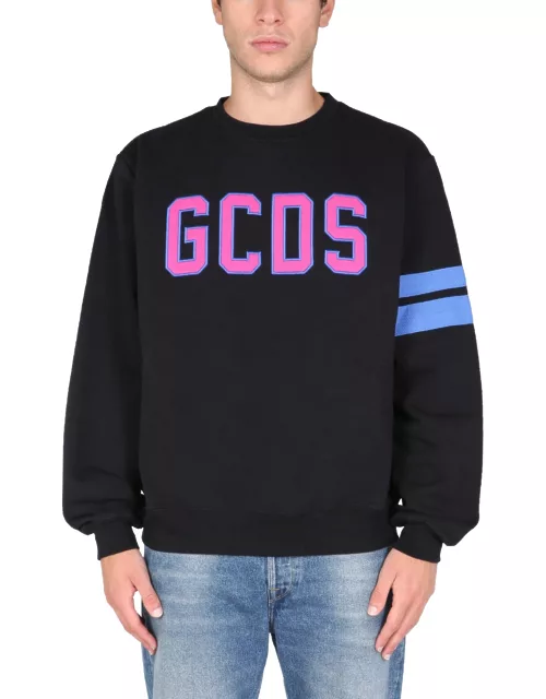 gcds logo embroidered cotton sweatshirt