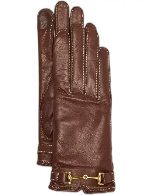 Classic Buckled Leather & Cashmere Glove