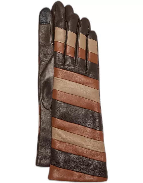 Tri-Color Striped Leather Glove