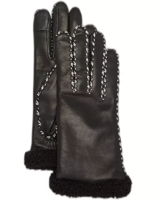Ecru Stitched Leather Glove