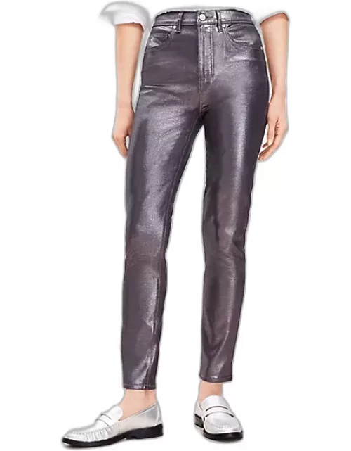 Loft Coated High Rise Skinny Jeans in Pewter Metallic