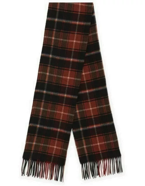Red wool check scarf