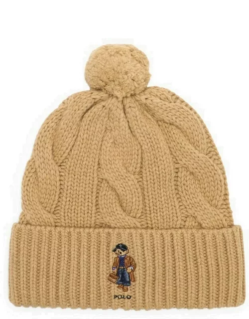 Camel hat in wool knit