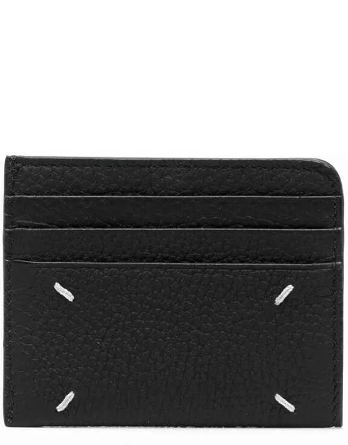 Black card holder with four stitche