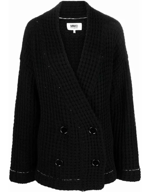 Black double-breasted cardigan
