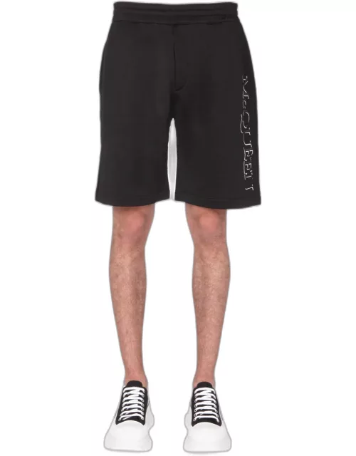 alexander mcqueen shorts with embroidered logo