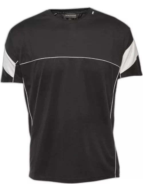 Emporio Armani Black Cotton Crew Neck Half Sleeve T-Shirt