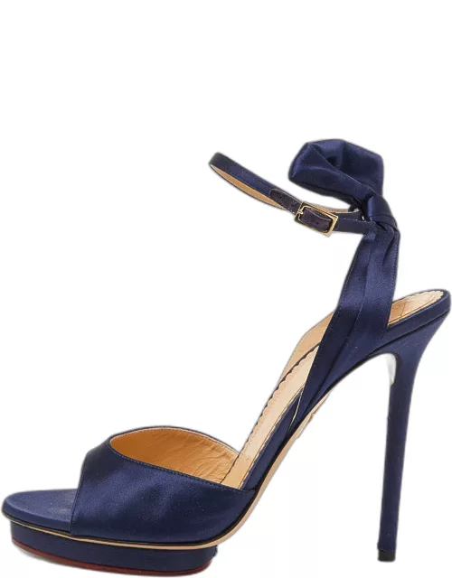 Charlotte Olympia Blue Satin Wallace Ankle Strap Sandal