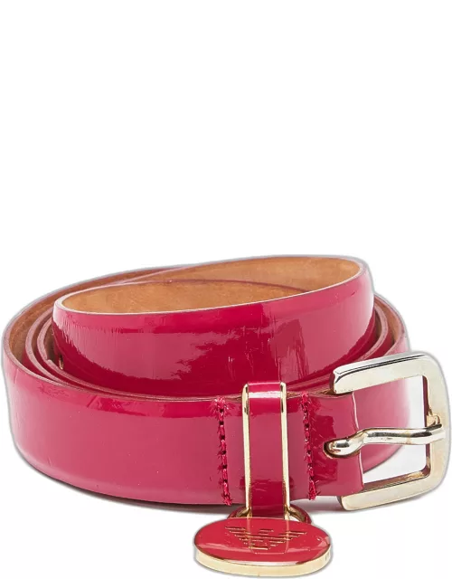 Emporio Armani Pink Patent Leather Skinny Belt 95C