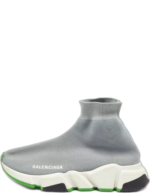 Balenciaga Grey Knit Speed Trainer High Top Sneaker