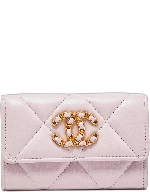 Chanel Pink Quilted Leather 19 Card Case