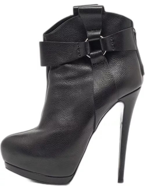 Sergio Rossi Black Leather Ankle Boot