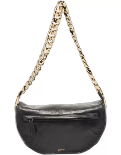 Burberry Black Leather Medium Soft Olympia Shoulder Bag