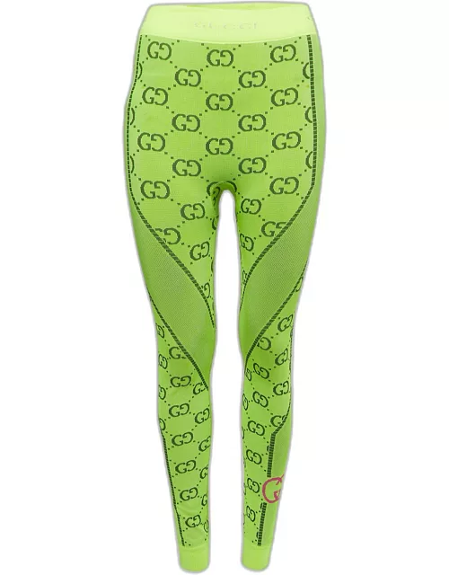 Gucci Neon Green GG Jacquard Jersey Leggings