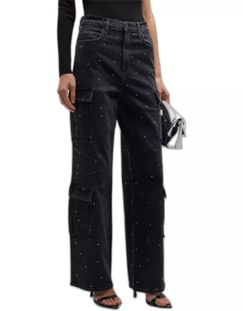 Ms. Miley Embellished High Rise Cargo Jean